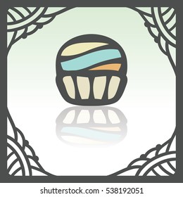 Vector outline cupcake with cream food icon in hand drawn frame. Elements for mobile concepts and web apps. Modern infographic logo and pictogram.