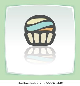 Vector outline cupcake with cream food icon on white flat square plate. Elements for mobile concepts and web apps. Modern infographic logo and pictogram.