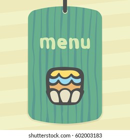 Vector outline cupcake with cream food icon on label with hand drawn striped background. Elements for mobile concepts and web apps. Modern infographic logo and pictogram.