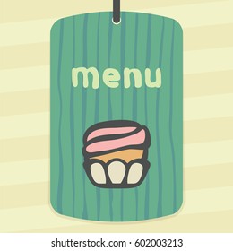 Vector outline cupcake with cream food icon on label with hand drawn striped background. Elements for mobile concepts and web apps. Modern infographic logo and pictogram.