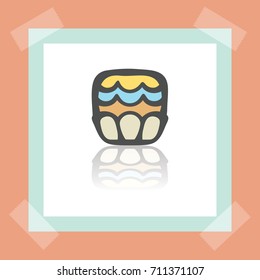 Vector outline cupcake with cream food icon on white sticker. Elements for mobile concepts and web apps. Modern infographic logo and pictogram.