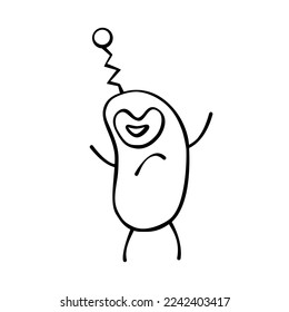 Vector outline cute funny alien in Doodle style. Simple illustration, clip art on the theme of UFO, space, kids design