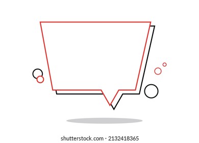 Vector Outline Decorative Speech Bubble Design Element. Creative Geometric Empty Banner Template for Text or Different Design. Vector Liner Signboard in Red and Black Colors Isolated on White Backdrop
