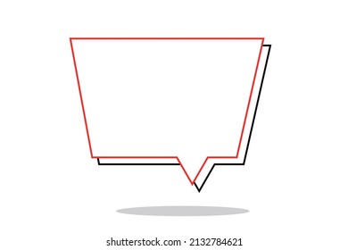 Vector Outline Decorative Speech Bubble Design Element. Creative Geometric Empty Banner Template for Text or Different Design. Vector Liner Signboard in Red and Black Colors Isolated on White Backdrop
