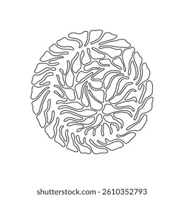 Vector outline decorative spiral-shaped branch with detailed organic patterns. Botanical illustration is perfect for logos, embroidery and tattoo designs