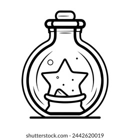 Vector outline depicting a mystical magic potion icon.