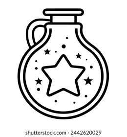 Vector outline depicting a mystical magic potion icon.