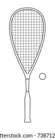 Vector Outline Design Of Squash Or Racketball Racket And Ball - Sport Equipment