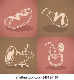 vector outline doodle barbecue collection 