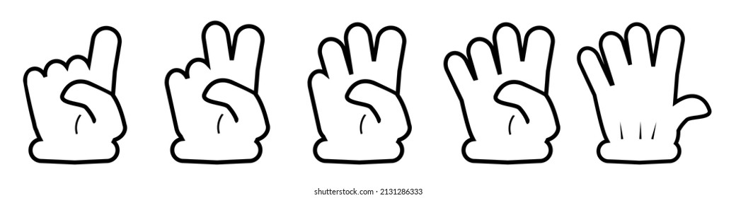 Vector Outline Doodle Counting 1,2,3,4,5, Or Vote Hand With Glove 
