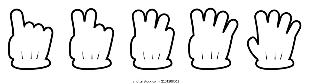 Vector Outline Doodle Counting 1,2,3,4,5, Or Vote Hand With Glove 
