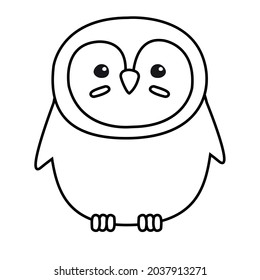 Vector outline doodle flat cartoon penguin isolated on white background