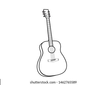 Vector Outline Drawing Acoustic Guitar.