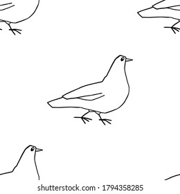 vector outline drawing of a bird of a dove on a transparent background whipped to the left pattern