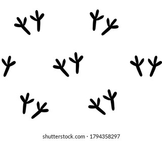 
vector outline drawing of black color bird paw prints pattern