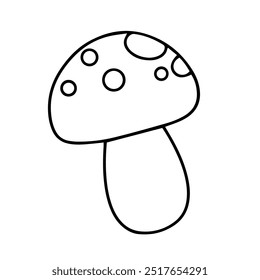 vector outline drawing of a fly agaric.   children's coloring page with a drawing of a mushroom