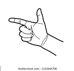 vector outline drawing Hands are pointing fingers. 