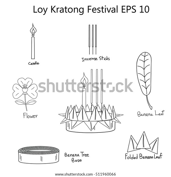 Vector Outline Drawing How Make Kratong Stock Vector Royalty Free 511960066