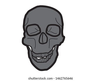 vector outline drawing isolated skull on Straight side.