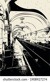 Vector outline drawing - metro station