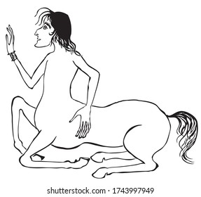 Vector outline drawing of mythological centaur