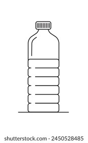 Vector outline drawing on a white isolated background for coloring for children. Closed plastic bottle.