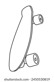 Vector outline drawing on a white isolated background for coloring for children. Skateboard.