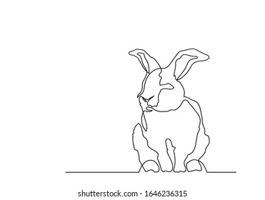 Vector outline drawing-easter rabbit isolated on white background. Thin line illustration. 
