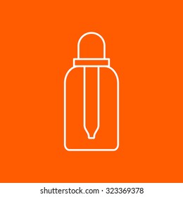 Vector outline dropper bottle on color background. Health icon 