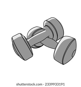 vector outline dumbbell, dumbbel dumbell, isolated on white
