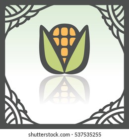 Vector outline ear of corn food icon in hand drawn frame. Elements for mobile concepts and web apps. Modern infographic logo and pictogram.