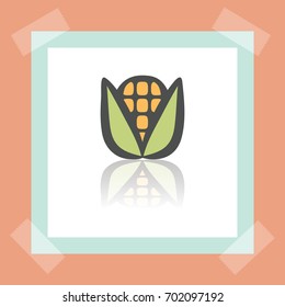 Vector outline ear of corn food icon on white sticker. Elements for mobile concepts and web apps. Modern infographic logo and pictogram.