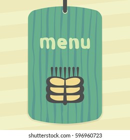 Vector outline ear of wheat icon on label with hand drawn striped background. Elements for mobile concepts and web apps. Modern infographic logo and pictogram.