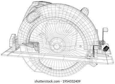 Vector outline Electric saw. Wire-frame circular saw. EPS10 format. Vector created of 3d.
