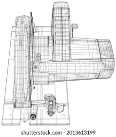 Vector outline Electric saw. Wire-frame circular saw. EPS10 format. Vector created of 3d.