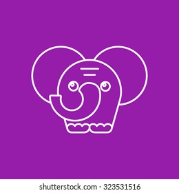 Vector outline elephand icon on color background 