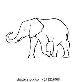 Vector outline elephant illustration isolated on white background. Template for your design