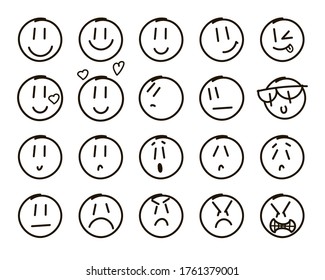 Vector outline emoji icons set. Web logo collection. For digital design, banners, postcards, prints, decor. Isolated and hand drawn cartoon illustration. Modern premium quality symbols and sign.