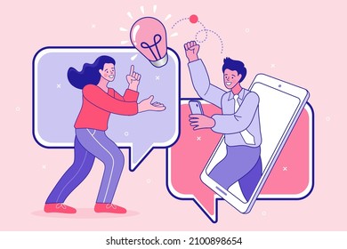 vector outline employee talk on video call with diverse colleagues. video conferencing at home men having video call meeting with clients at home. Two business partners handshaking.