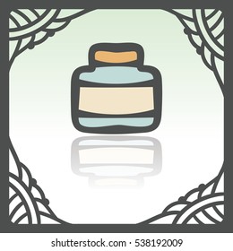 Vector outline empty glass closed pot icon in hand drawn frame. Elements for mobile concepts and web apps. Modern infographic logo and pictogram.