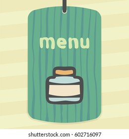 Vector outline empty glass closed pot icon on label with hand drawn striped background. Elements for mobile concepts and web apps. Modern infographic logo and pictogram.