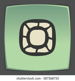 Vector outline empty plate or bowl icon on green flat square plate. Elements for mobile concepts and web apps. Modern infographic logo and pictogram.