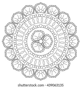 Vector outline ethnic mandala for coloring. Decoration round ornament 