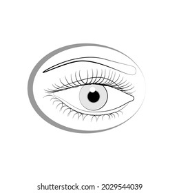 Vector outline eye isolated on white background. 