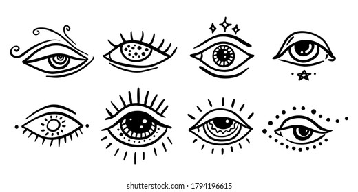 Vector Outline Eyes Doodle Esoteric Eye Stock Vector (Royalty Free ...