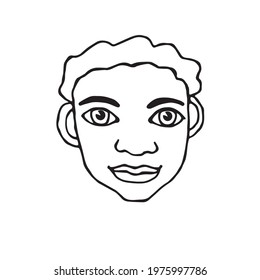 Vector outline face people. Hand drawn line art illustration. The head of a man, woman, boy, girl in the style of a Doodle, isolated on a white background. Different and beautiful