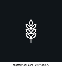 Vector Outline Farm Wheat Icon. Whole Grain Line Symbol Illustration for Organic Eco Business, Farming, Beer, Bakery. Gluten Free Logo.