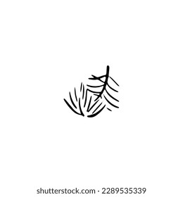 Vector outline feather isolated on white background. Hand drawn illustration