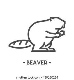 Vector outline figure of beaver on white background for web.