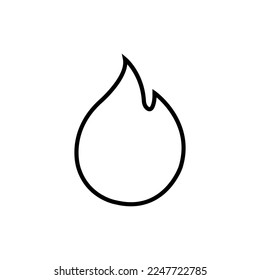 Icono de contorno de vectores para diseño web en fondo blanco. Signo de llama lineal simple negra.